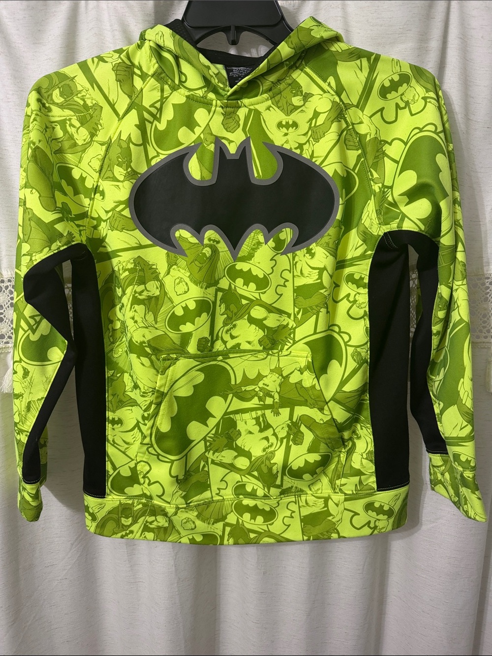 Batman Neon Lime & Black Hooded Swim Rashguard